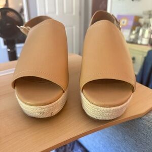 Pink Lily Cynthia Toffee Peep Toe Wedge